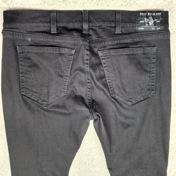 True Religion Jeans Men 44x33 Geno Relaxed Slim Flap Pockets Denim Pants Black - Picture 8 of 11